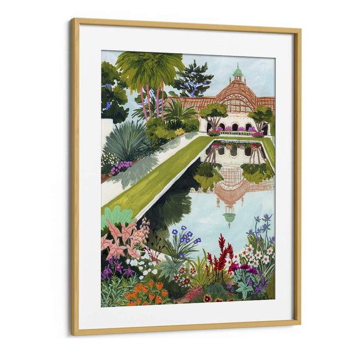 Balboa Park By Sarah Gesek Coastal Wall Art Prints in Oak Wood Frame With Mount