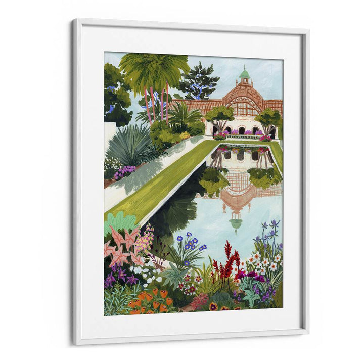 Balboa Park By Sarah Gesek Coastal Wall Art Prints in White Frame With Mount