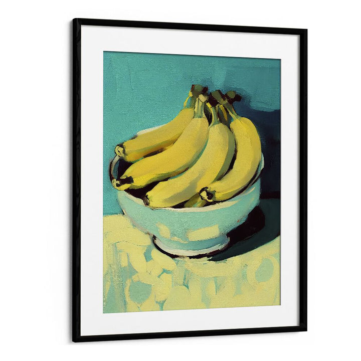 Bananas by Treechild Kitchen Art Prints in Black Frame With Mount