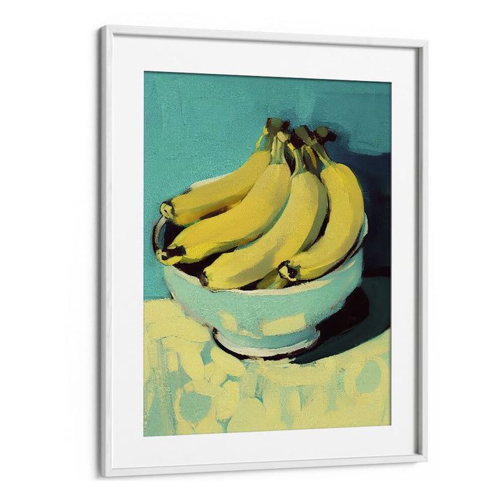 Bananas by Treechild Kitchen Art Prints in White Frame With Mount