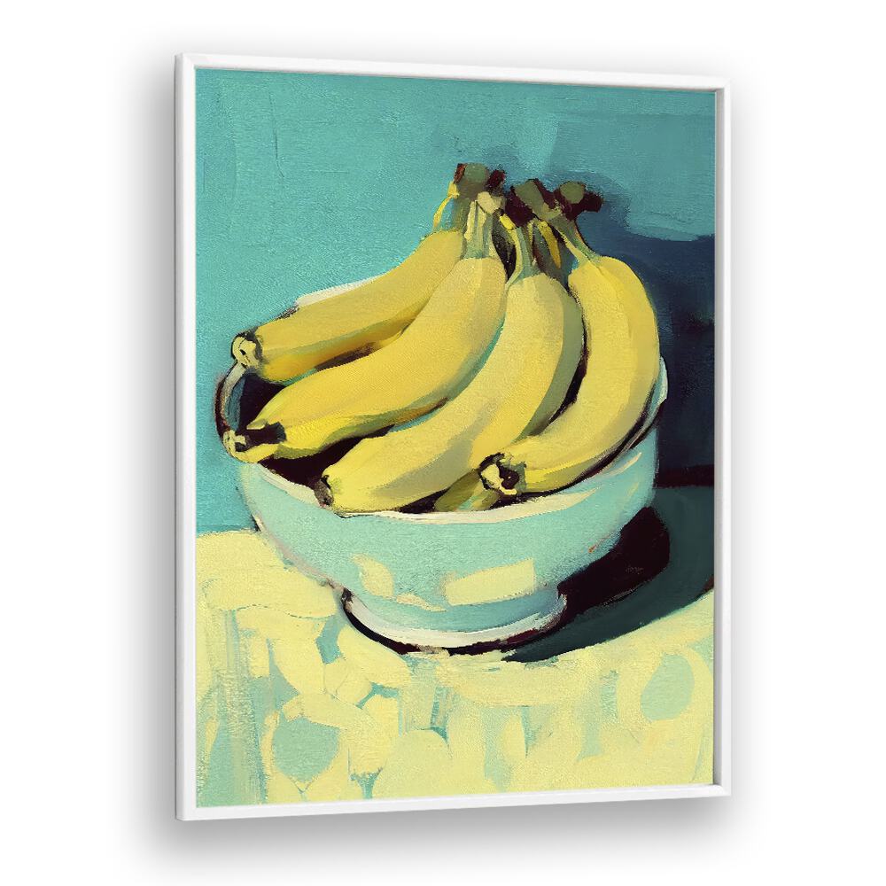 Bananas by Treechild Kitchen Art Prints in White Plain Frame