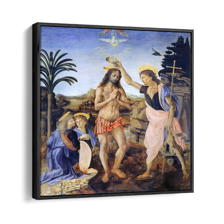 Baptism Of Christ 1470-1480 Vintage Paintings in Black Floater Frame