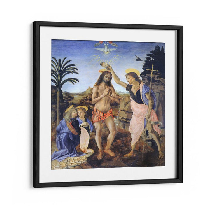 Baptism Of Christ 1470-1480 Vintage Paintings in Black Frame With Mount