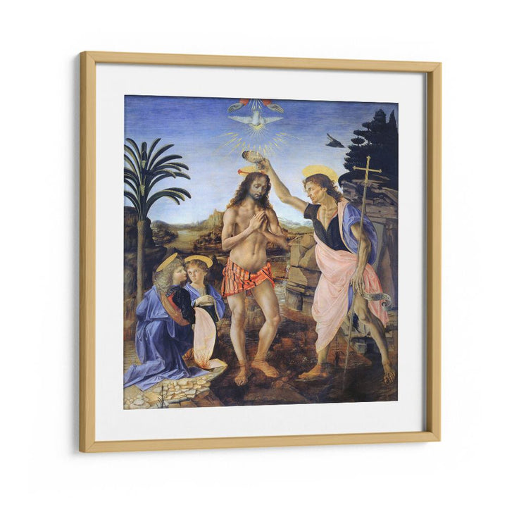 Baptism Of Christ 1470-1480 Vintage Paintings in Oak Wood Frame With Mount