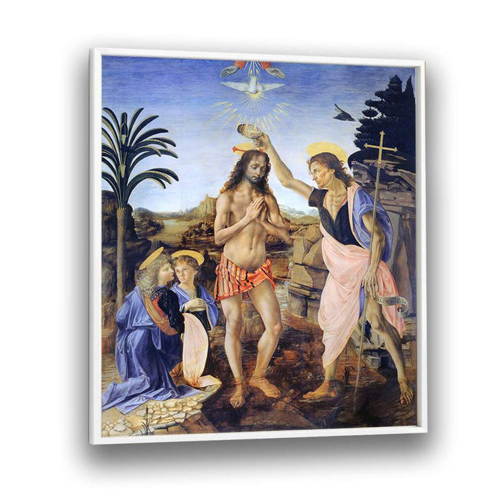 Baptism Of Christ 1470-1480 Vintage Paintings in White Plain Frame