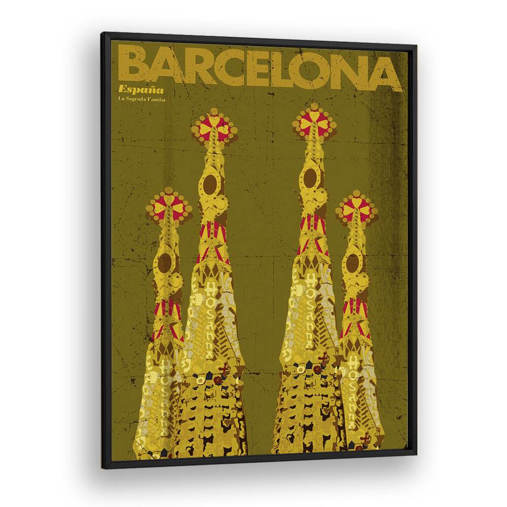 Barcelona-espana  Travel Posters in Black Plain Frame