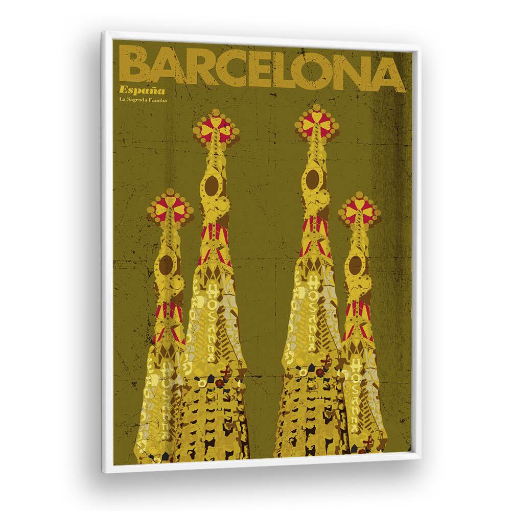 Barcelona-espana  Travel Posters in White Plain Frame