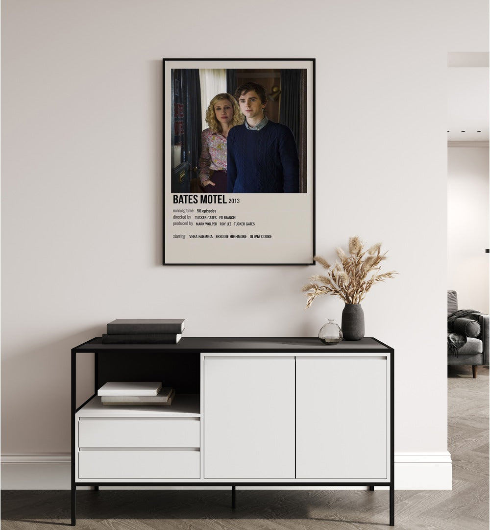 Bates Motel  2013 Movie Posters in Black Plain Frame hanging on wall above console table