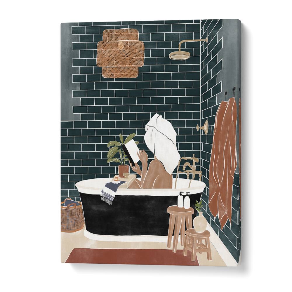 Bathroom Babe By Ivy Green Women Illustration Paintings in Gallery Wrap