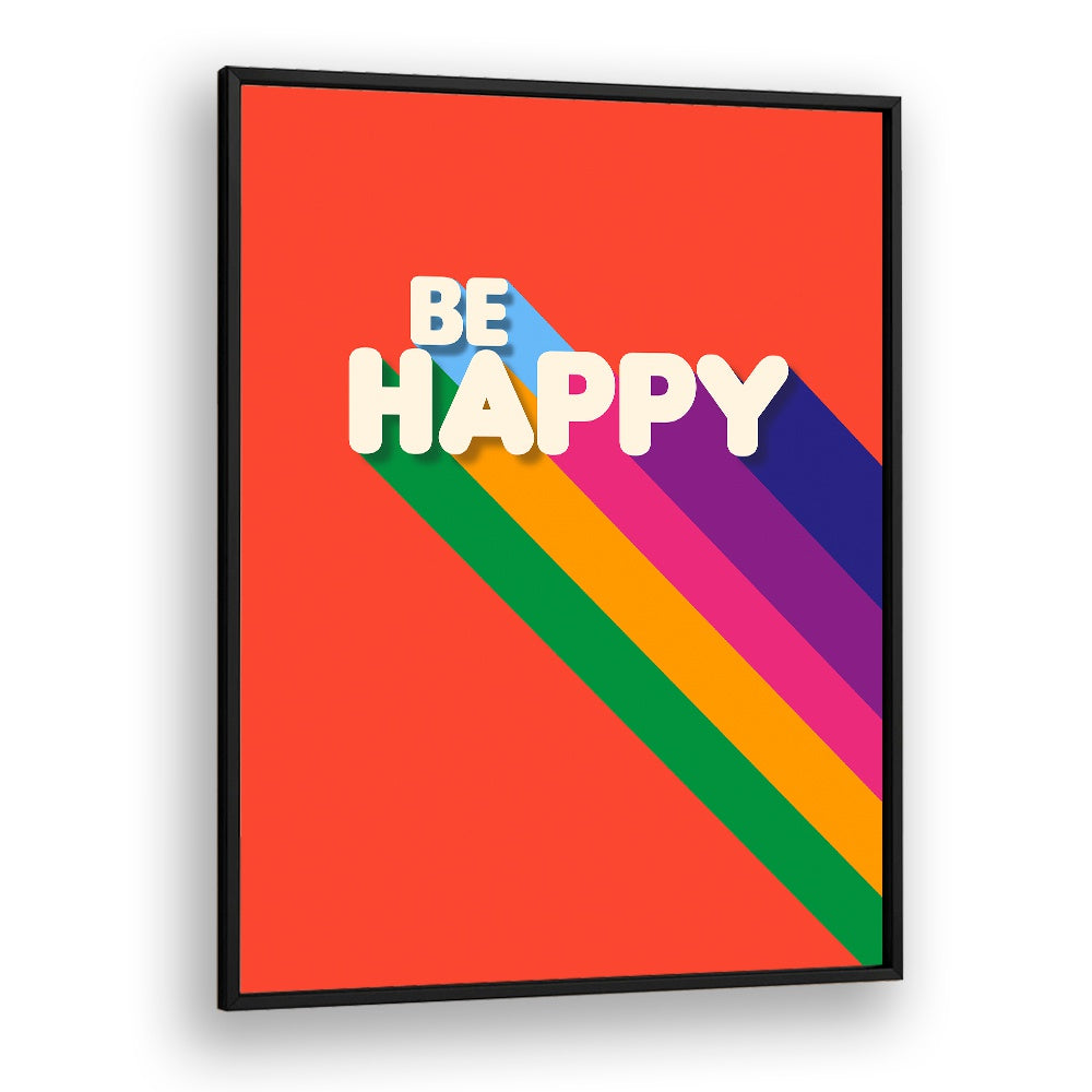 Bright and colorful BE HAPPY, QUOTES typography poster to inspire joy and positivity in your space. Perfect decor choice!