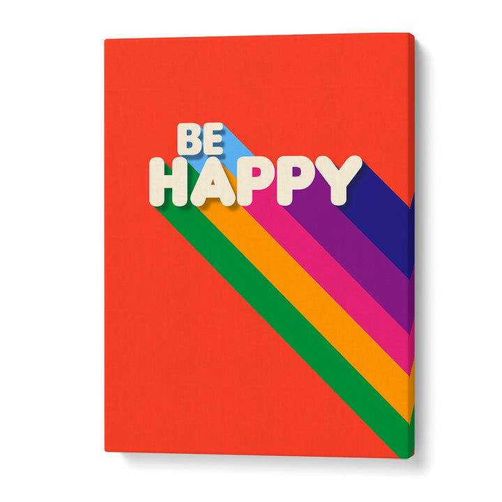 Colorful BE HAPPY quotes and typography poster to elevate your space and inspire positivity. Perfect for any room!