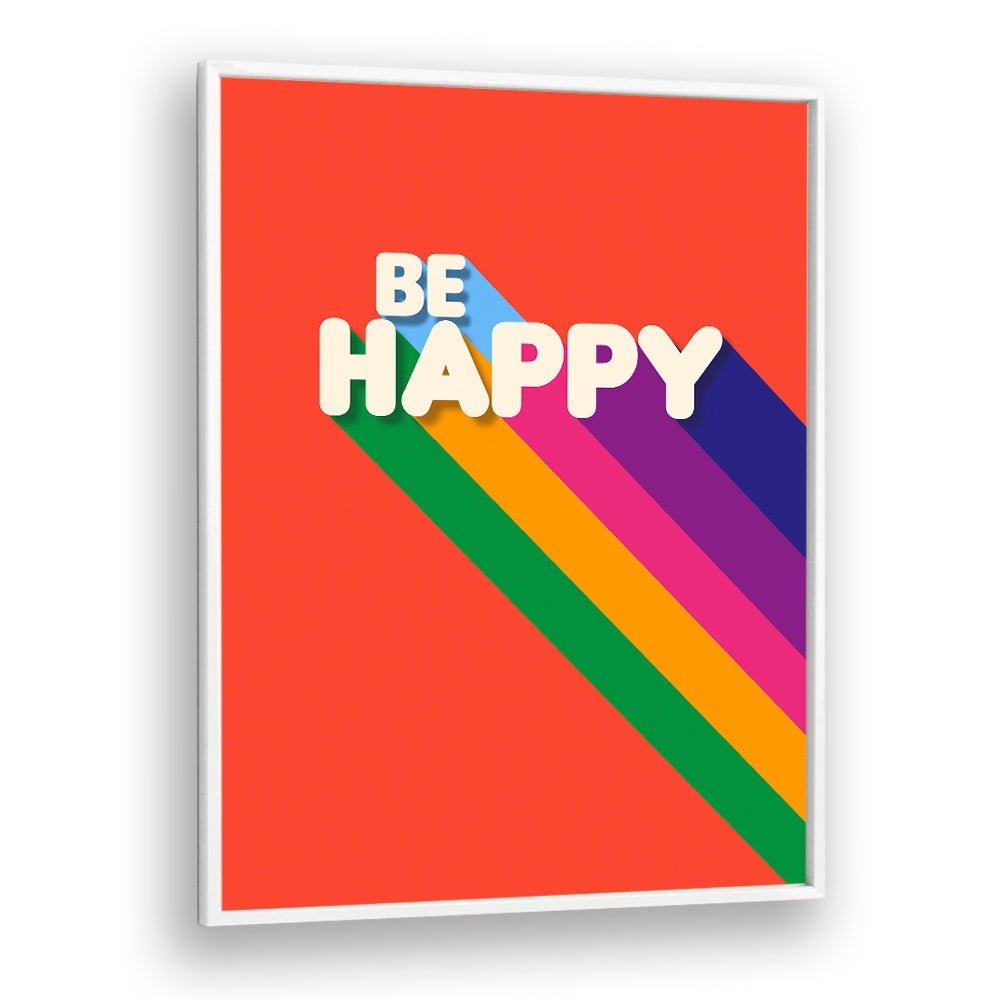 Bright BE HAPPY, QUOTES & Typography Poster with vibrant colors to inspire joy in your space. Perfect for decor!
