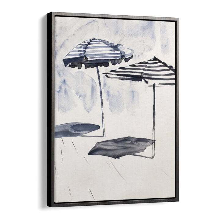 Beach Breeze Canopy Beach Prints Coastal Wall Art in Black Floater Frame