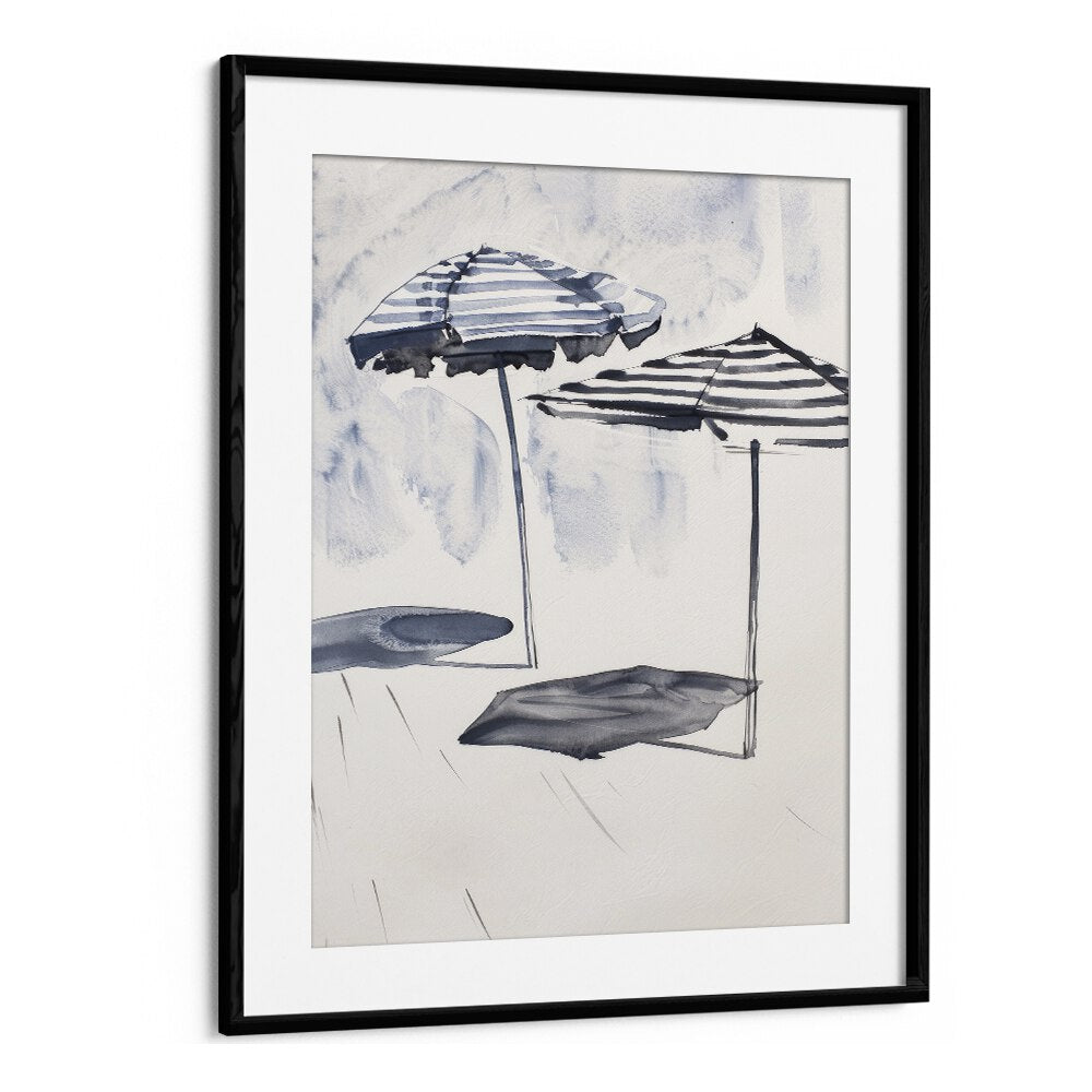 Beach Breeze Canopy Beach Prints Coastal Wall Art in Black Frame With Mount