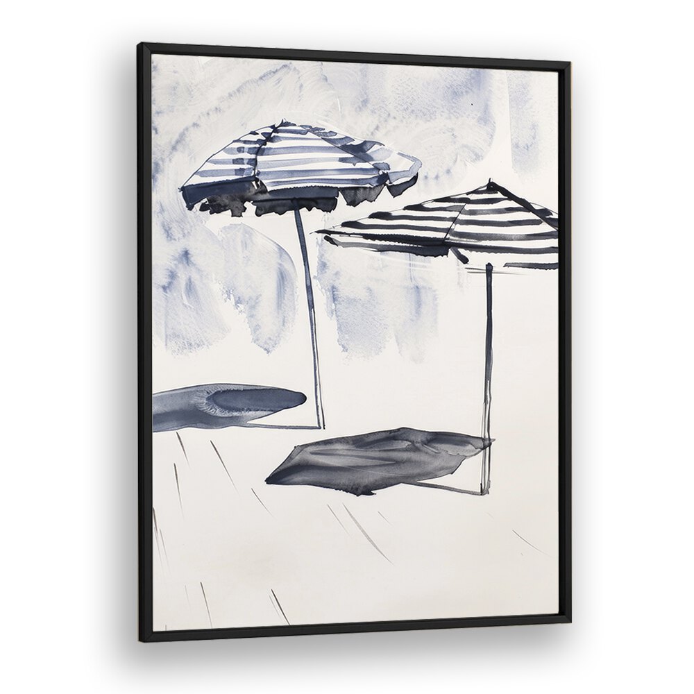 Beach Breeze Canopy Beach Prints Coastal Wall Art in Black Plain Frame