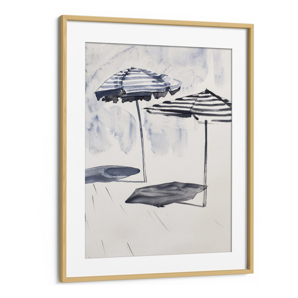 Beach Breeze Canopy Beach Prints Coastal Wall Art in Oak Wood Frame With Mount