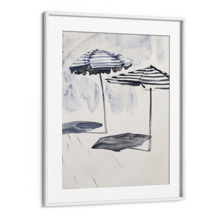 Beach Breeze Canopy Beach Prints Coastal Wall Art in White Frame With Mount