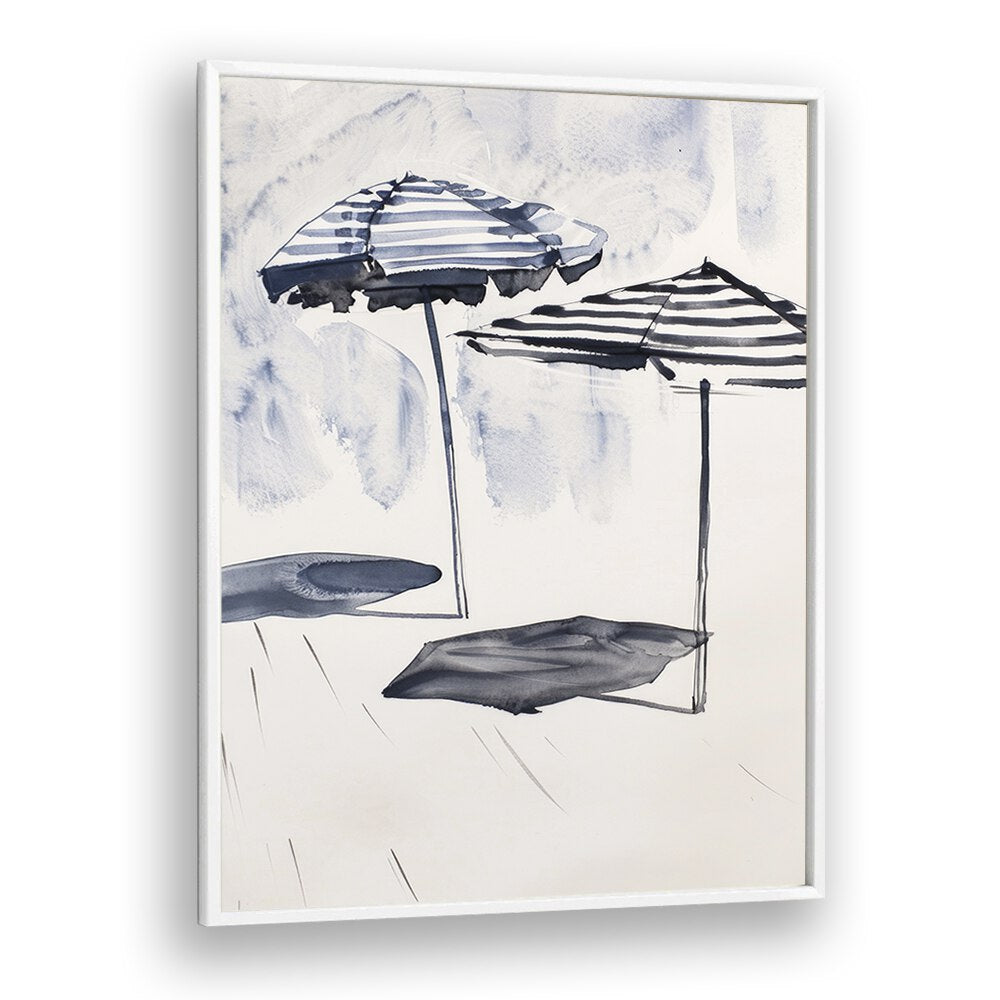 Beach Breeze Canopy Beach Prints Coastal Wall Art in White Plain Frame