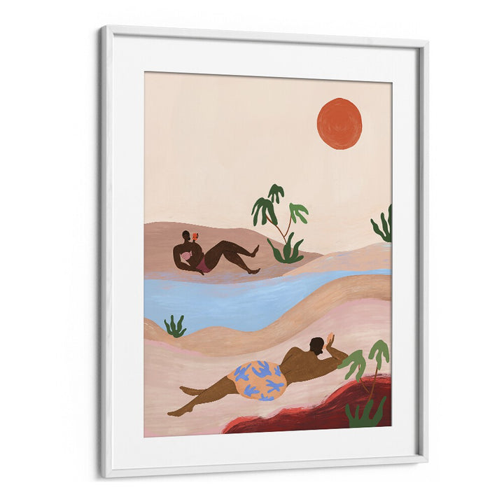 Beach Please By Arty Guava Wall Art Prints in White Frame With Mount