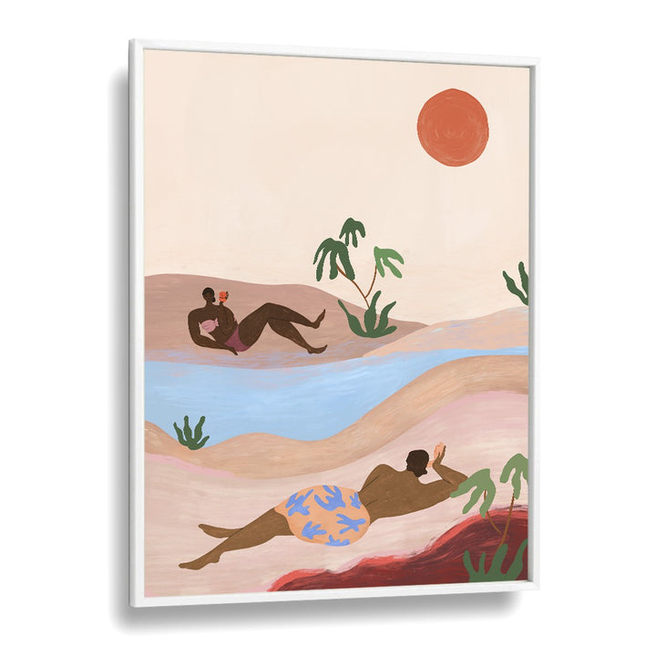 Beach Please By Arty Guava Wall Art Prints in White Plain Frame