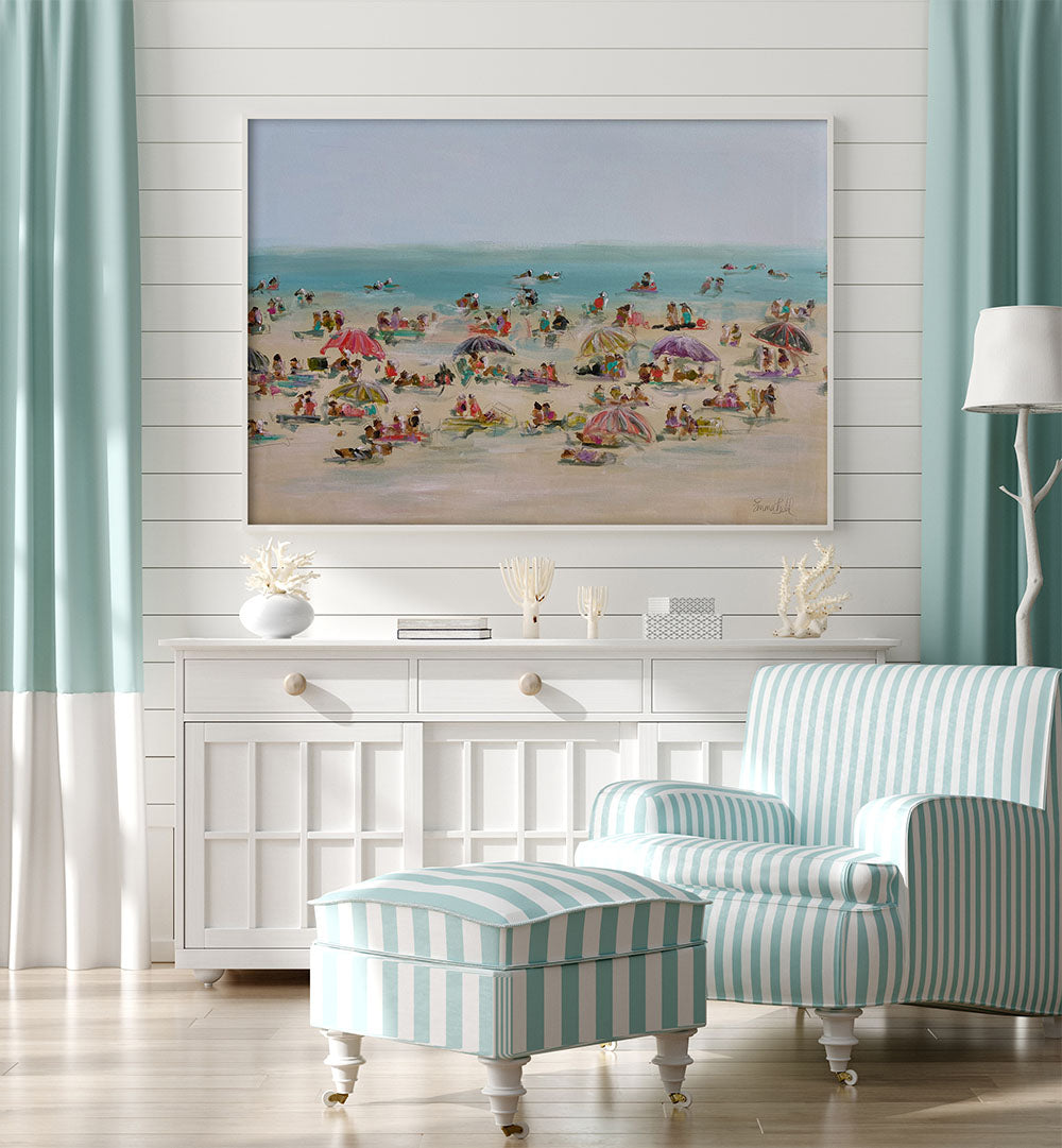 Enchanting IMPRESSIONIST BEACH SCENE, BEACH PAINTINGS, perfect for coastal-inspired decor in your living space.