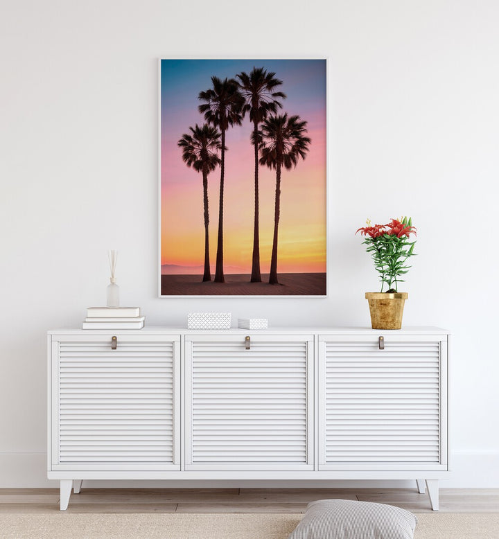 Stunning BEACH SUNSET PALMS, BEACH PAINTINGS by Philippe Hugonnard, perfect for a serene living space transformation.