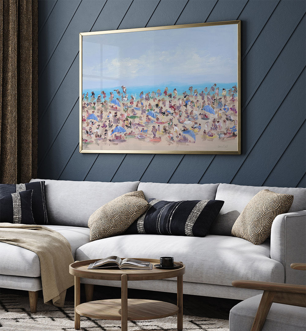 Cozy living room featuring BEACHSIDE BLURS, BEACH PAINTINGS, enhancing your coastal decor with serene seaside beauty.
