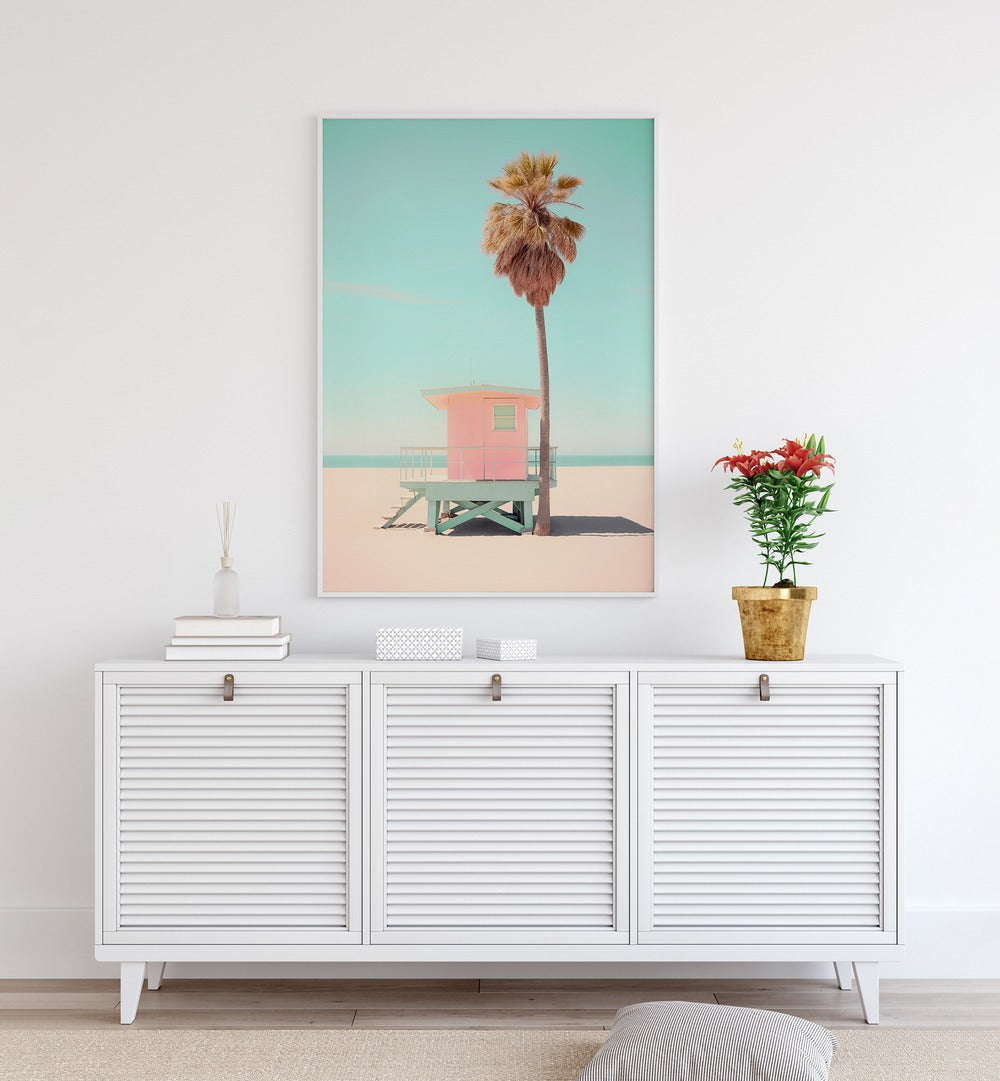 Relaxing beach scene featuring BEACHSIDE PINK BLISS, BEACH PAINTINGS by Philippe Hugonnard, perfect for coastal decor.