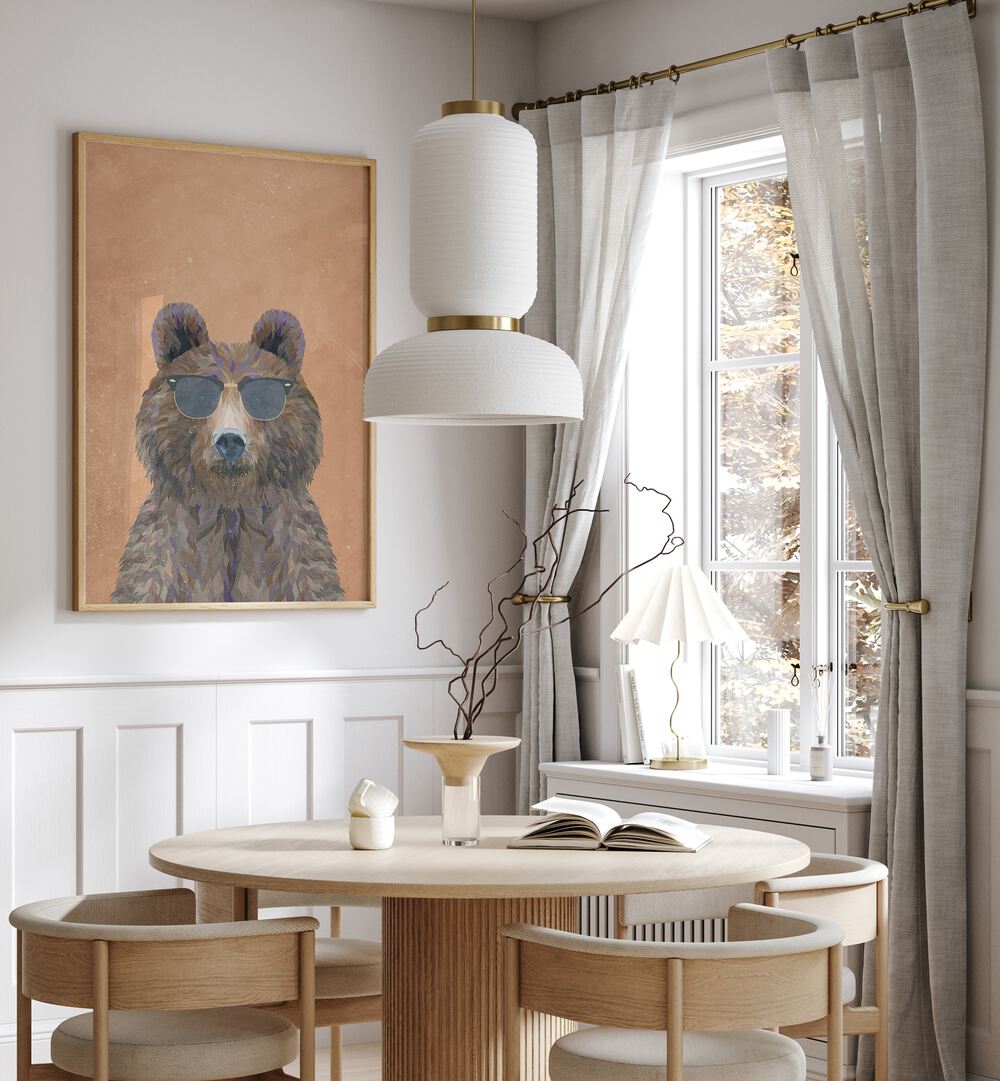 Bear With Sunglasses By Sarah Manovski Kids Room Art placed on wall 