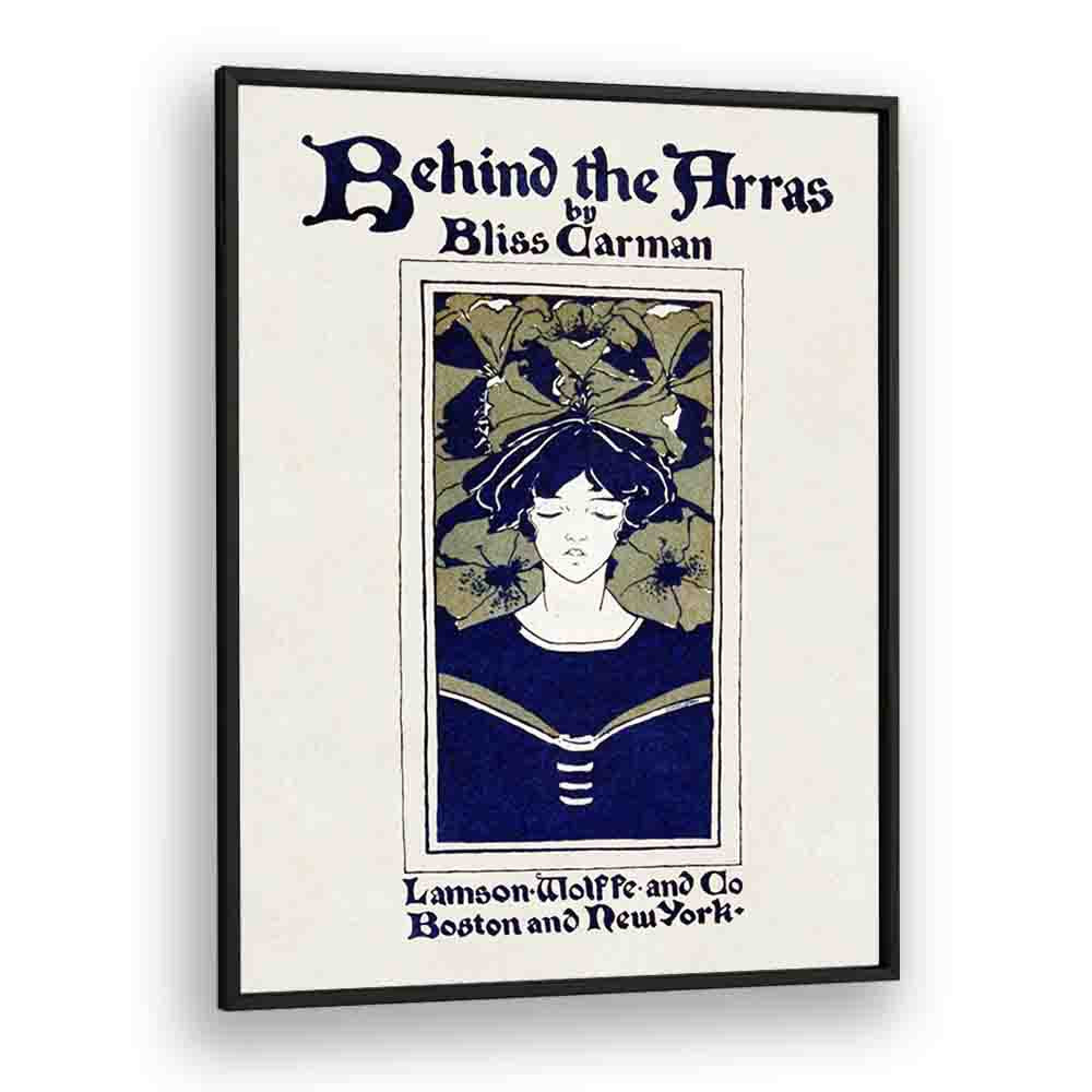 Behind The Arras 1895 By Ethel Reed Vintage Paintings in Black Plain Frame