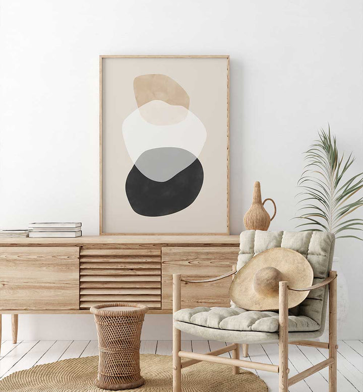 BEIGE BOHO SHAPES , BOHO ART PAINTINGS