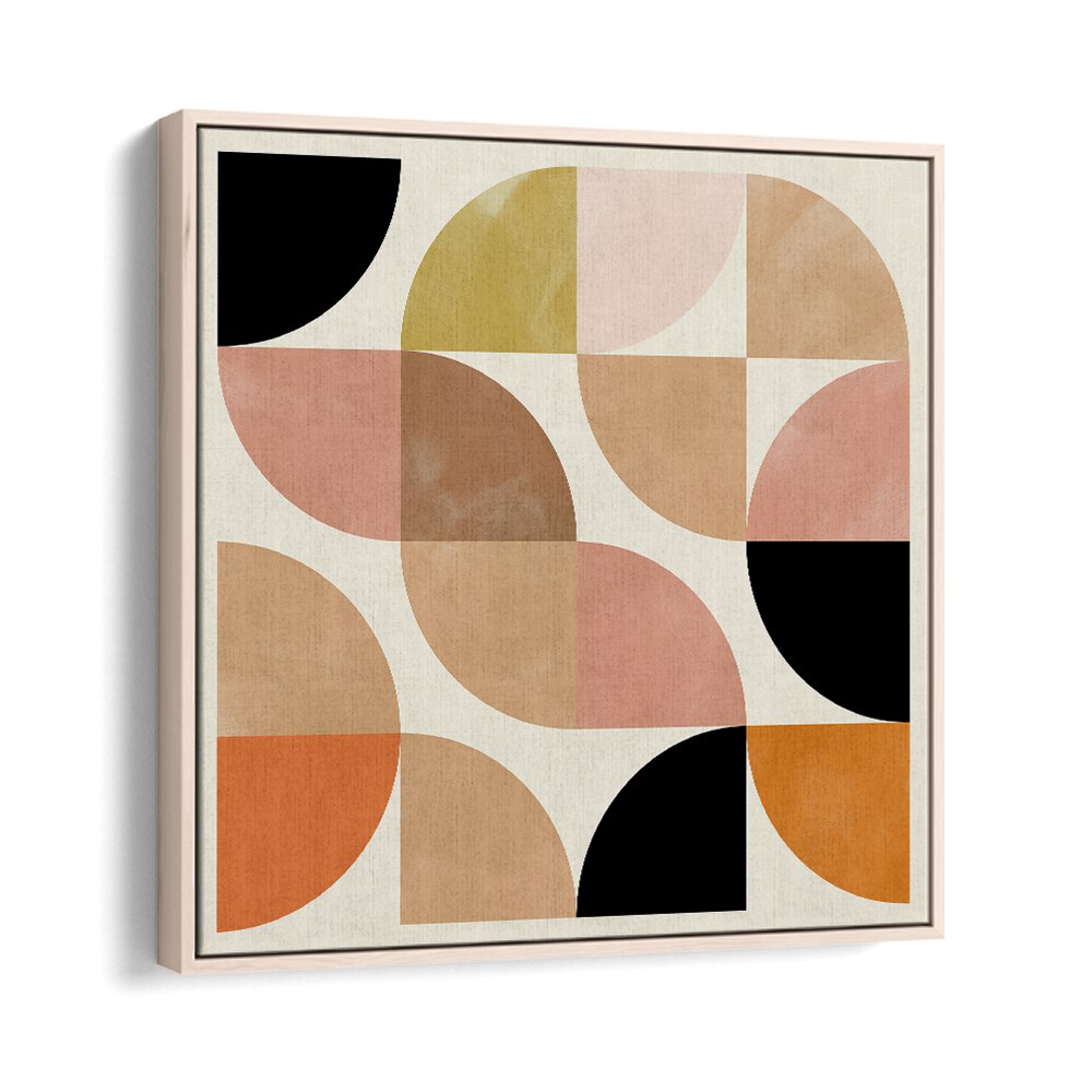 Beige Viertel Circles By Ana Rut Bre Abstract Art Abstract Paintings in Oak Wood Floater Frame