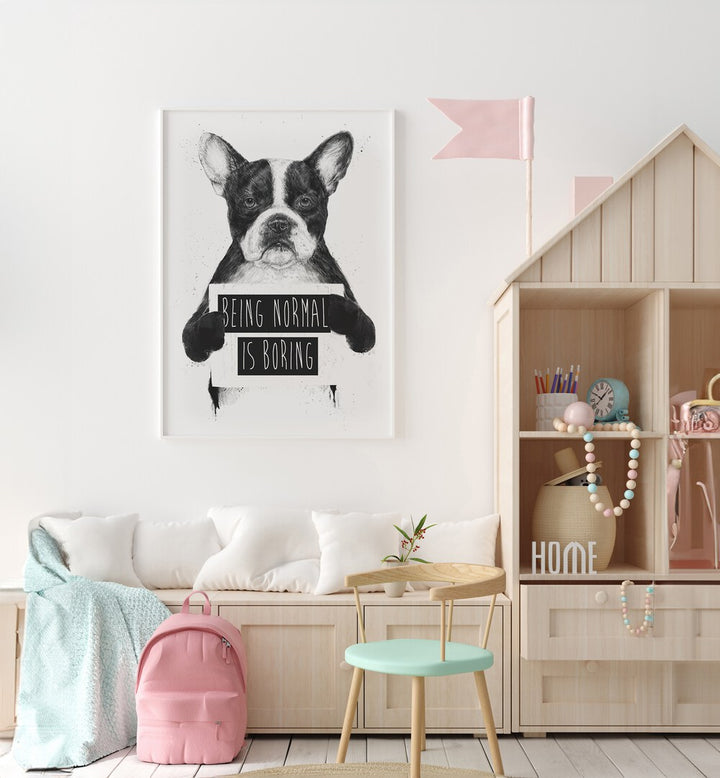 Being Normal Is Boring By Balazs Solti Wildlife Art Prints in White Plain Frame placed on a White Colored Wall in the Kids Room