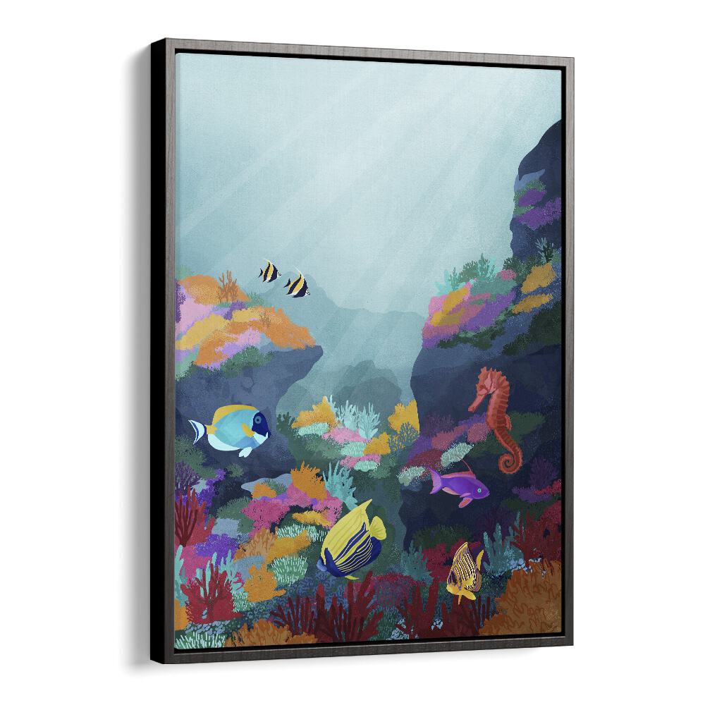 Beyond The Waves by Goed Blauw Kids Paintings in Black Floater Frame