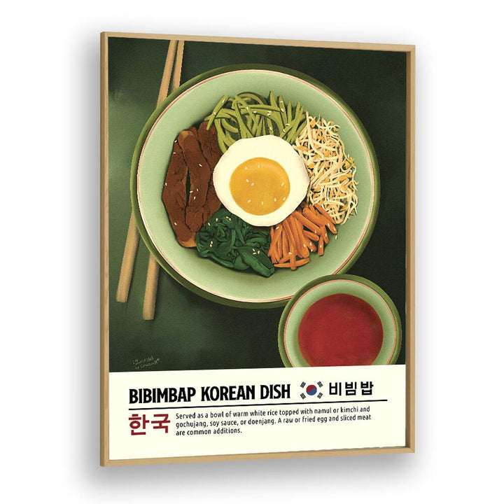 Bibimbap by Studio Mandariini Kitchen Posters Kitchen Art Prints in Oak Wood Plain Frame