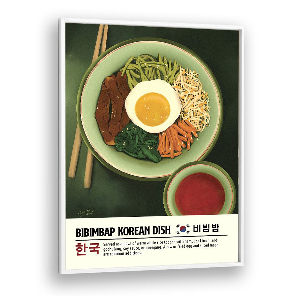 Bibimbap by Studio Mandariini Kitchen Posters Kitchen Art Prints in White Plain Frame