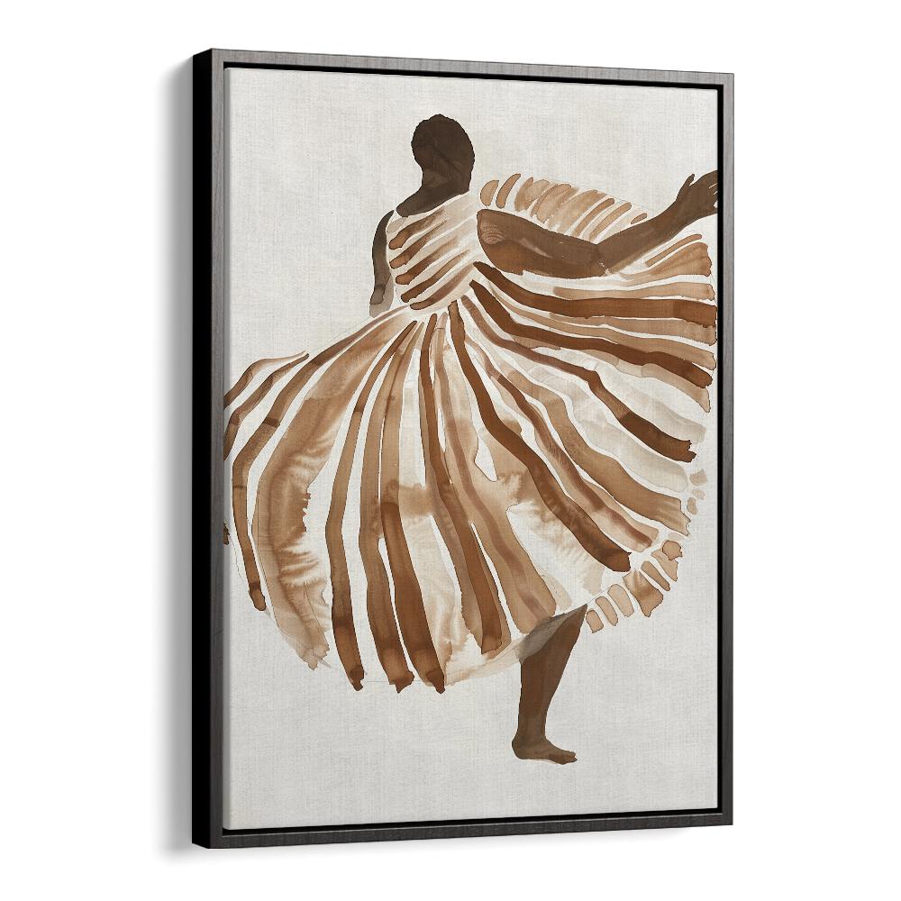 Biege Lady  Women Illustrations paintings in Black Floater Frame