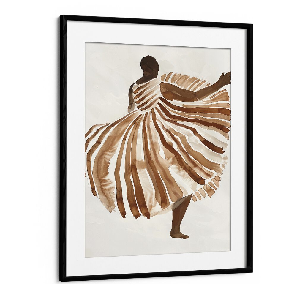 Biege Lady  Women Illustrations paintings in Black Frame With Mount