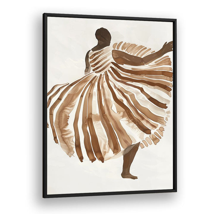 Biege Lady  Women Illustrations paintings in Black Plain Frame