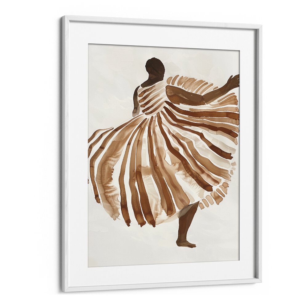 Biege Lady  Women Illustrations paintings in White Frame With Mount