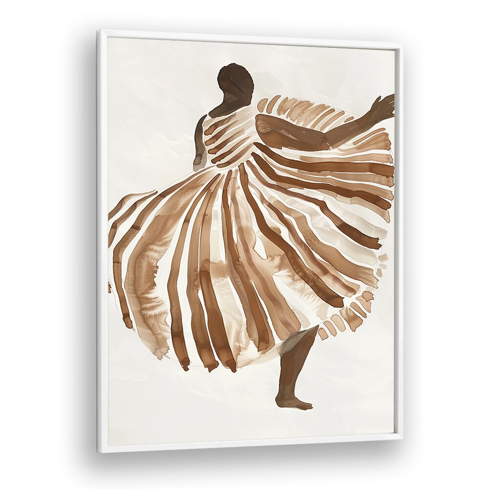 Biege Lady  Women Illustrations paintings in White Plain Frame