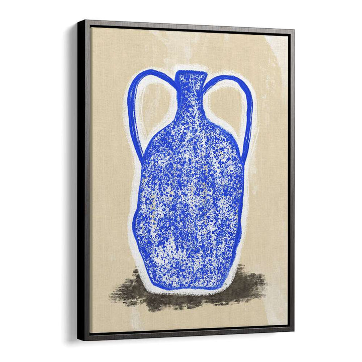 Big Blue Vase by Martina Botanical Art Prints in Black Floater Frame