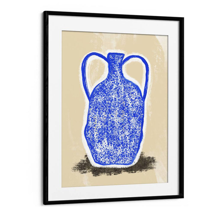 Big Blue Vase by Martina Botanical Art Prints in Black Frame With Mount