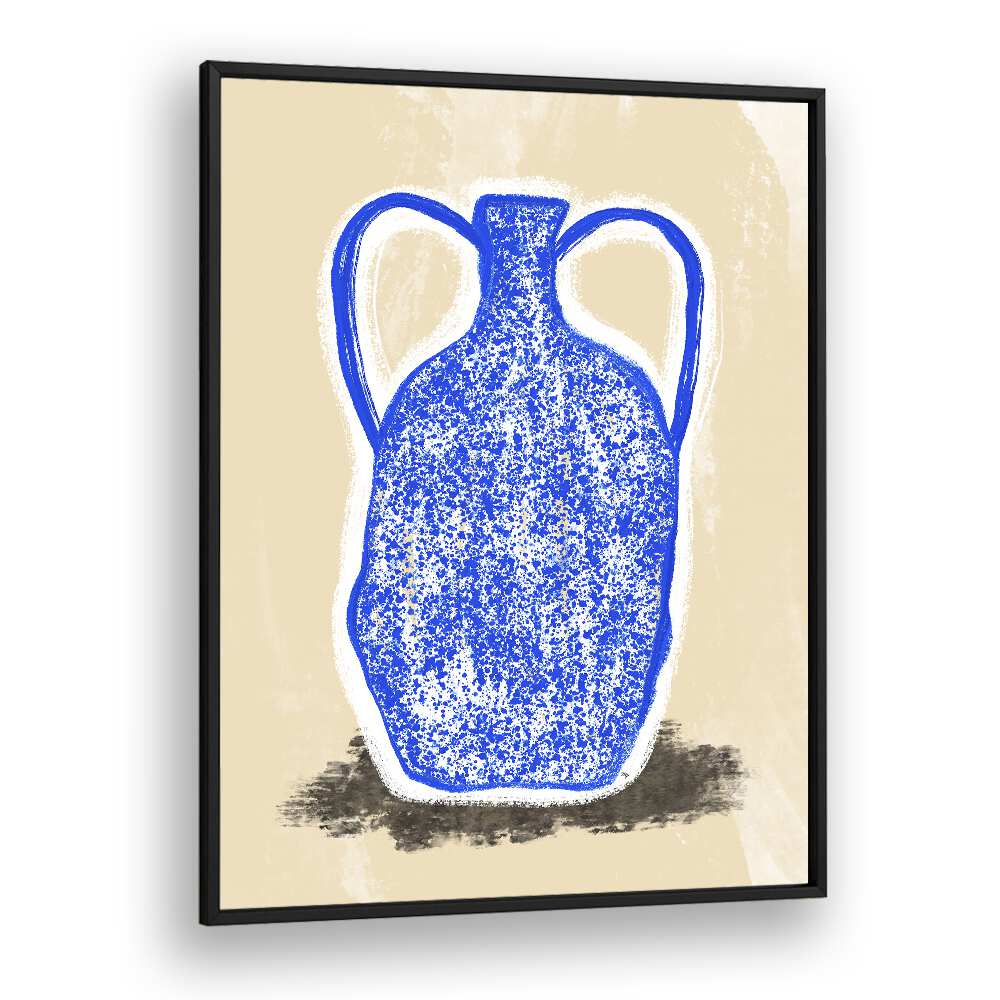 Big Blue Vase by Martina Botanical Art Prints in Black Plain Frame