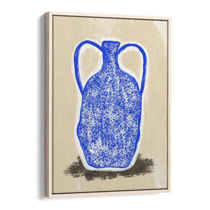 Big Blue Vase by Martina Botanical Art Prints in Oak Wood Floater Frame