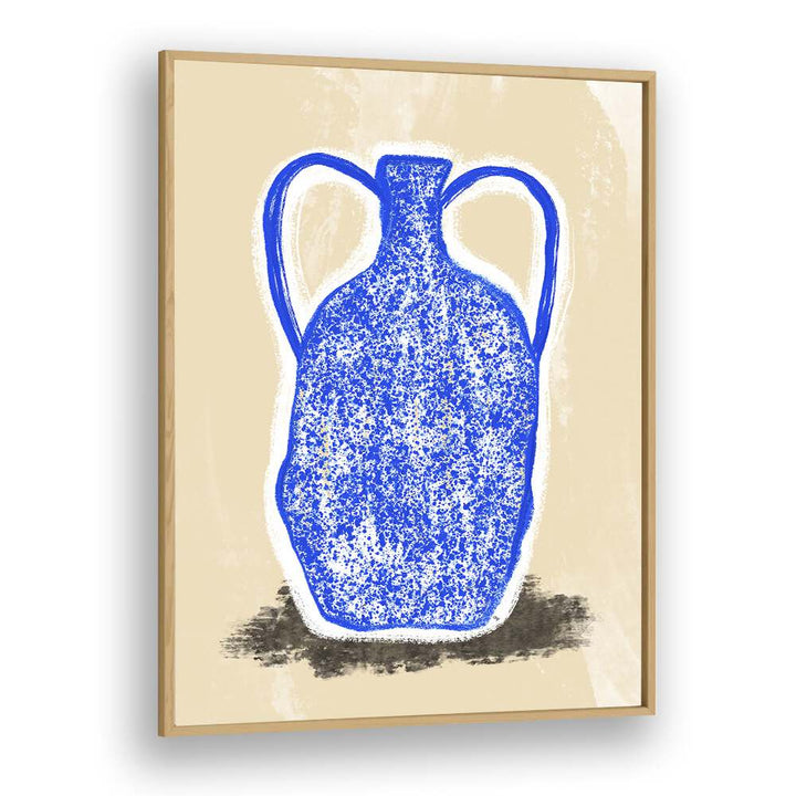 Big Blue Vase by Martina Botanical Art Prints in Oak Wood Plain Frame