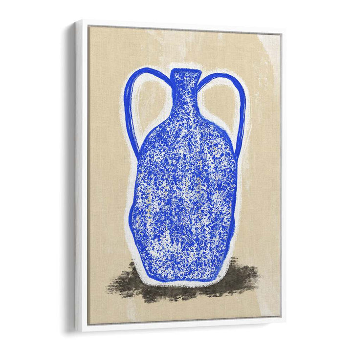 Big Blue Vase by Martina Botanical Art Prints in White Floater Frame