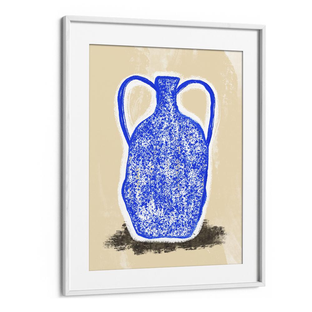 Big Blue Vase by Martina Botanical Art Prints in White Frame With Mount