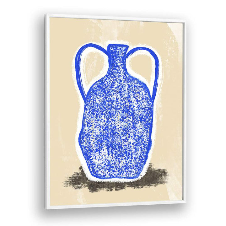 Big Blue Vase by Martina Botanical Art Prints in White Plain Frame