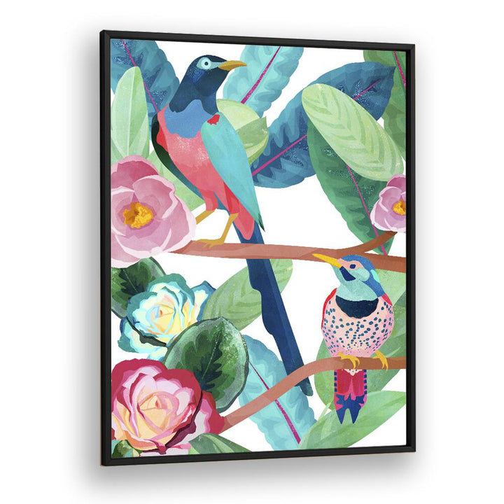 Birds Of Spring by Goed Blauw Kids Paintings in Black Plain Frame